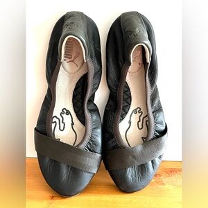 Rare Puma Rhythm black leather ballet flats size 8